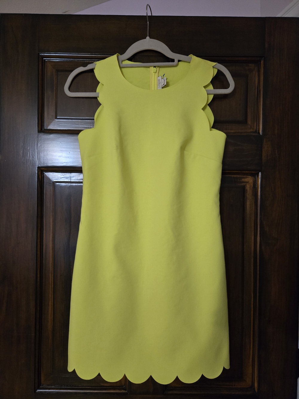 J. Crew Scalloped Dress in Lime Yellow